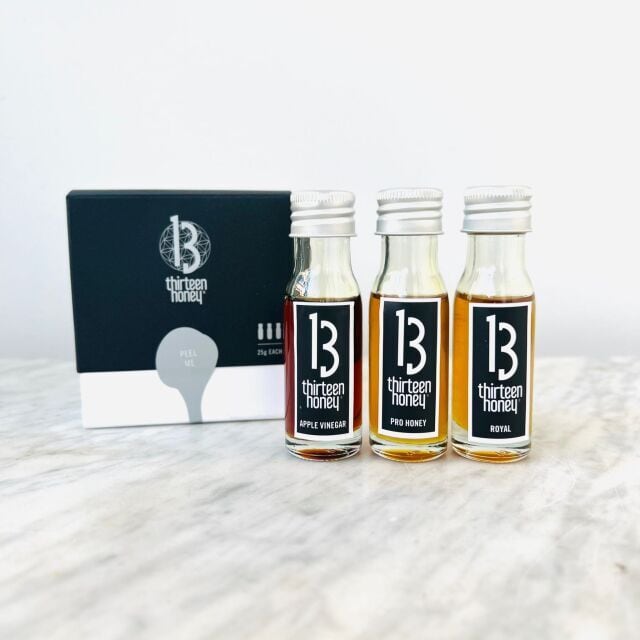 蜂蜜　はちみつ　ハチミツ　13honey 13 honey ミニボトル　3本　セット　プロポリスハニー　ロイヤルハニー　アップルビネガー　プレゼント　ギフト　25G